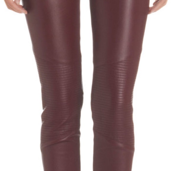Marissa Webb Oxblood Red Leather Skinny Pants Sz 4 - Picture 4 of 9